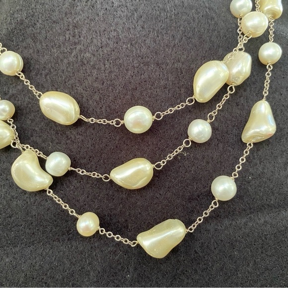 Natural Freshwater Pearl Necklace, Pearl three Strand Necklace - Picture 9 of 9